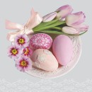Easter Pink Tulips and Primroses napkin 20 pcs 33x33 cm