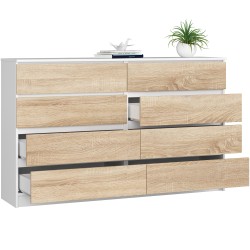 KOMODA K160 8SZ CLP BIAŁA / DĄB SONOMA