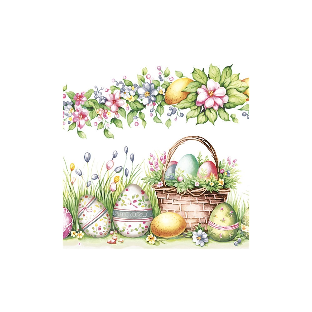 Easter Scene with Basket Eggs napkin 20 pcs 33x33 cm