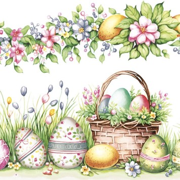 Easter Scene with Basket Eggs napkin 20 pcs 33x33 cm