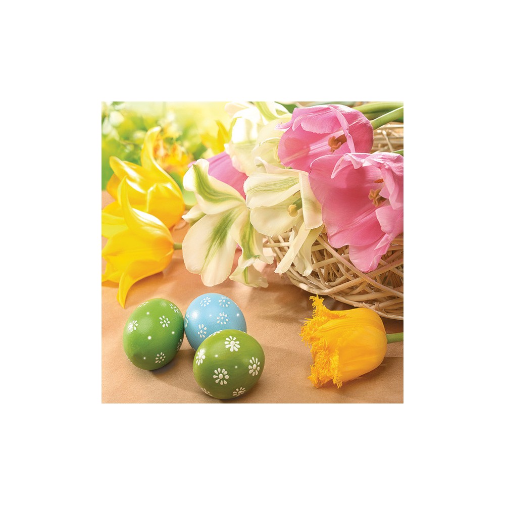 Easter Tulips & Eggs napkin set of 20 33x33 cm