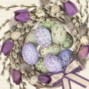 Easter Violet Tulips Wreath napkin 20 pcs 33x33 cm