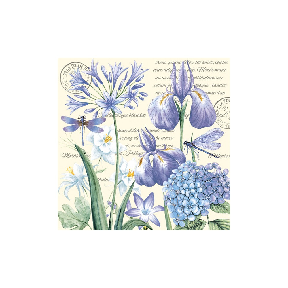 Flower Hydrangea Iris napkin pack of 20 33x33 cm