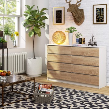 KOMODA K160 8SZ CLP BIAŁA / DĄB SONOMA