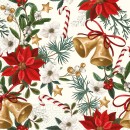 Christmas Bells with Flowers napkin set of 20 33x33 cm