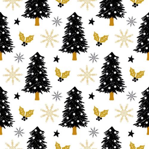 Christmas Black Graphic napkins, pack of 20, 33x33 cm