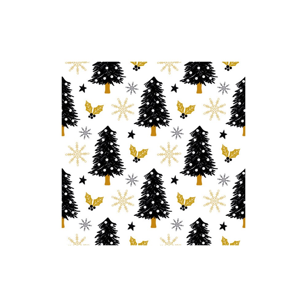 Christmas Black Graphic napkins, pack of 20, 33x33 cm