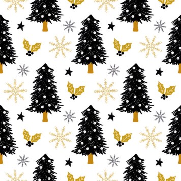 Christmas Black Graphic napkins, pack of 20, 33x33 cm