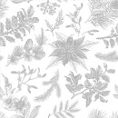 Christmas Botanical Silver napkins, pack of 20, 33x33 cm