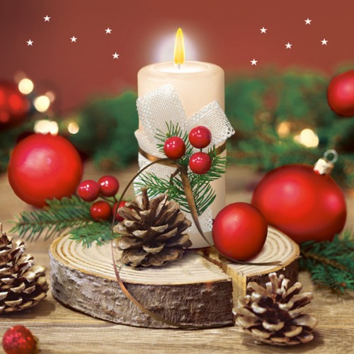 Christmas Bright Candle napkins, pack of 20, 33x33 cm