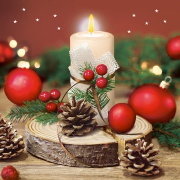 Christmas Bright Candle napkins, pack of 20, 33x33 cm