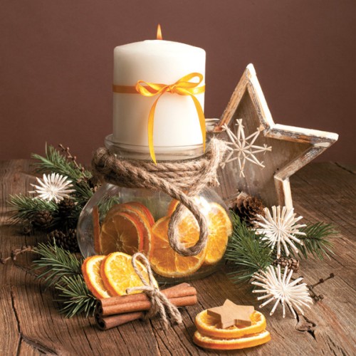 Christmas Candle in Jar napkins, pack of 20, 33x33 cm