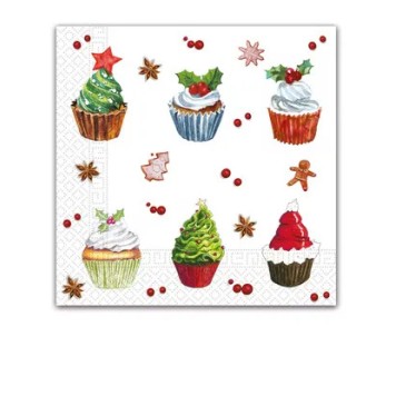 Christmas Christmas Cupcakes i napkin 20 pcs 33x33 cm