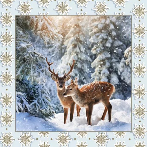 Christmas Couple in Forest napkins, pack of 20, 33x33 cm
