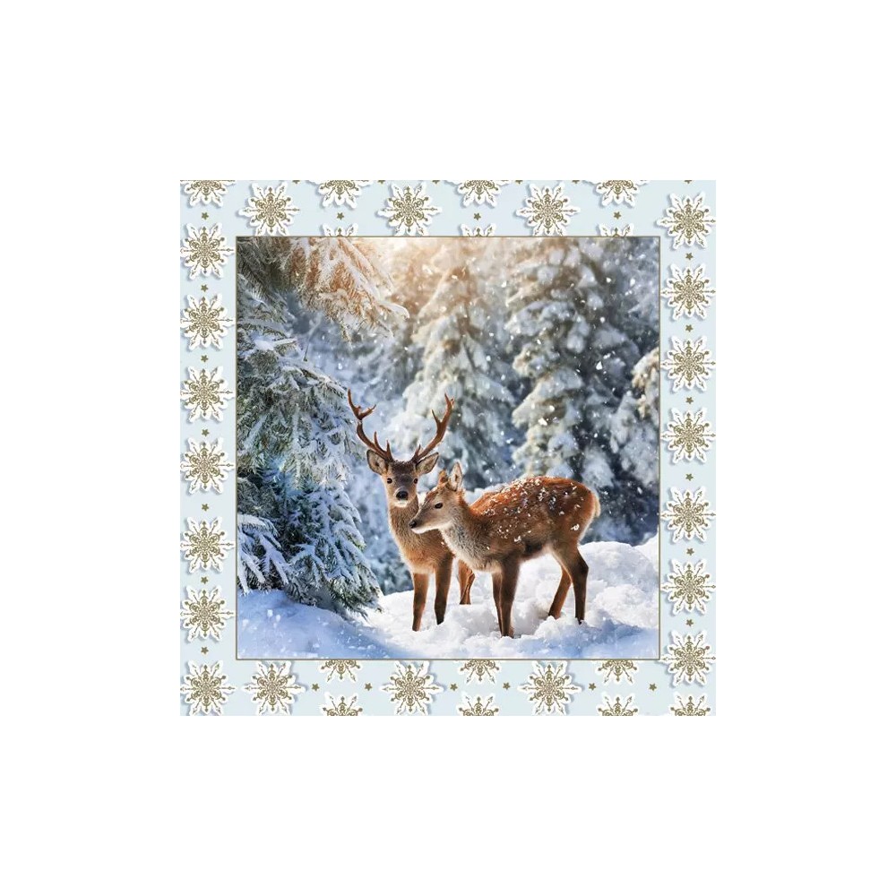 Christmas Couple in Forest napkins, pack of 20, 33x33 cm