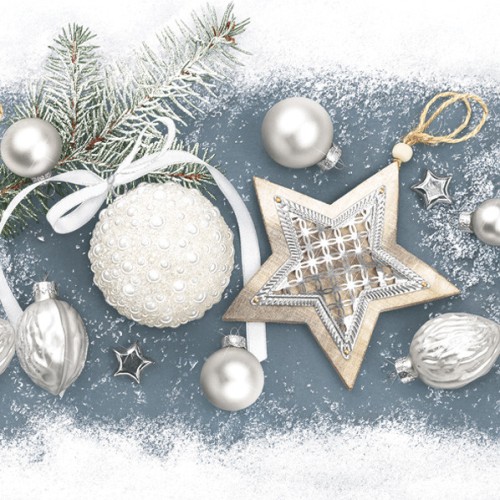 Christmas Elegant Baubles napkins, pack of 20, 33x33 cm