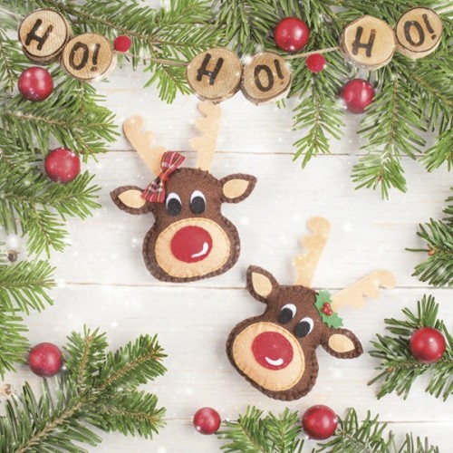 Christmas Felt Reindeers napkins, pack of 20, 33x33 cm