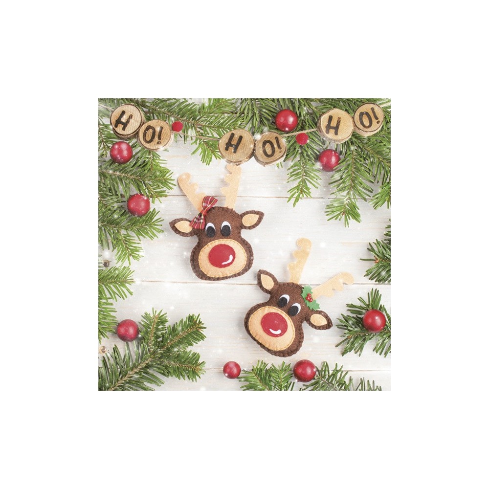 Christmas Felt Reindeers napkins, pack of 20, 33x33 cm