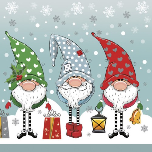 Christmas Funny Gnomes napkins, pack of 20, 33x33 cm