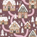 Christmas Gingerbread Houses Claret napkins, pack of 20, 33x33 cm
