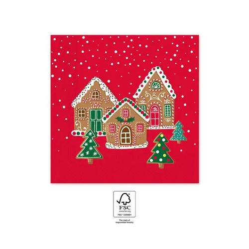 Christmas Gingerhouses i napkin 20 pcs 33x33 cm FSC