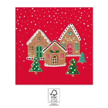 Christmas Gingerhouses i napkin 20 pcs 33x33 cm FSC