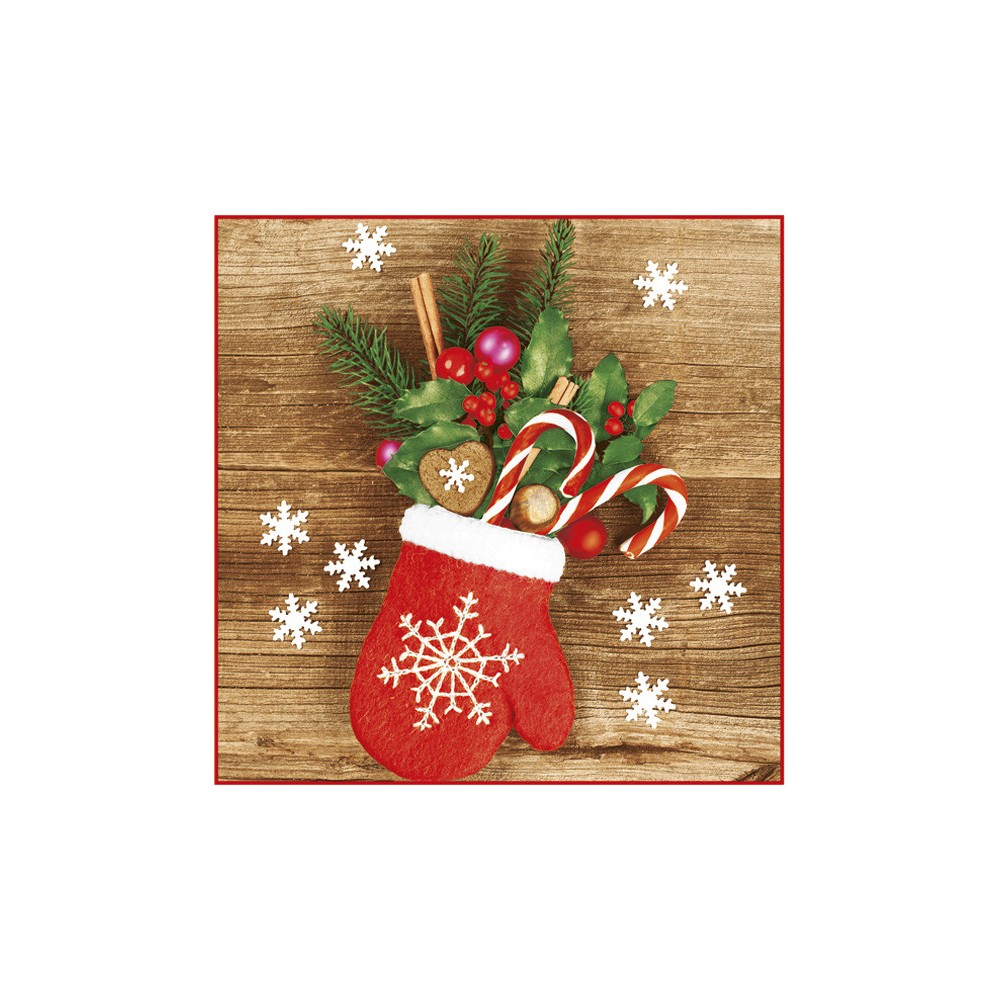 Christmas Glove Full of Xmas napkins, pack of 20, 33x33 cm