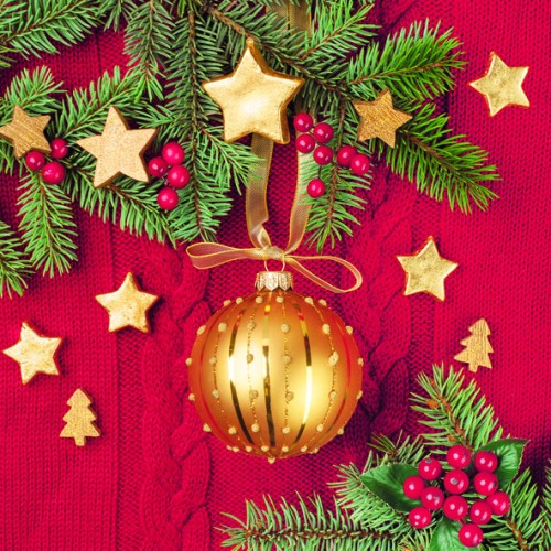 Christmas Gold Bauble napkins, pack of 20, 33x33 cm