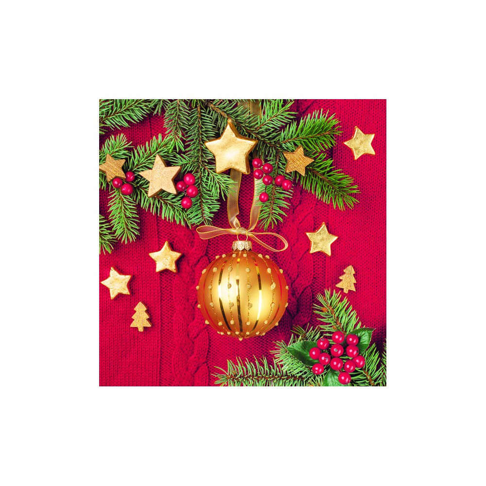 Christmas Gold Bauble napkins, pack of 20, 33x33 cm