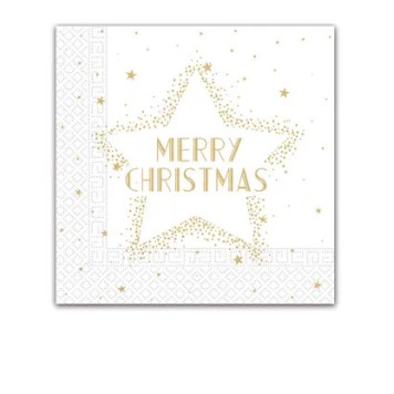Christmas Gold Merry Christmas Star i napkin 20 pcs 33x33 cm
