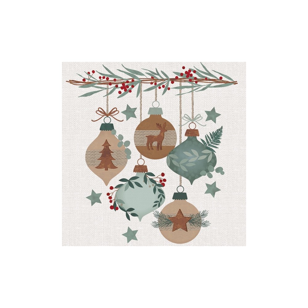 Christmas Graphic Eco Baubles napkins, pack of 20, 33x33 cm