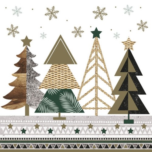 Christmas Graphic Trees napkins, pack of 20, 33x33 cm