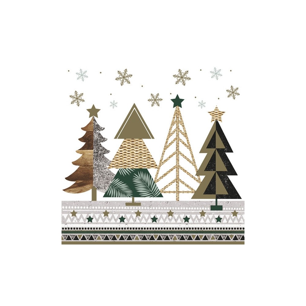 Christmas Graphic Trees napkins, pack of 20, 33x33 cm