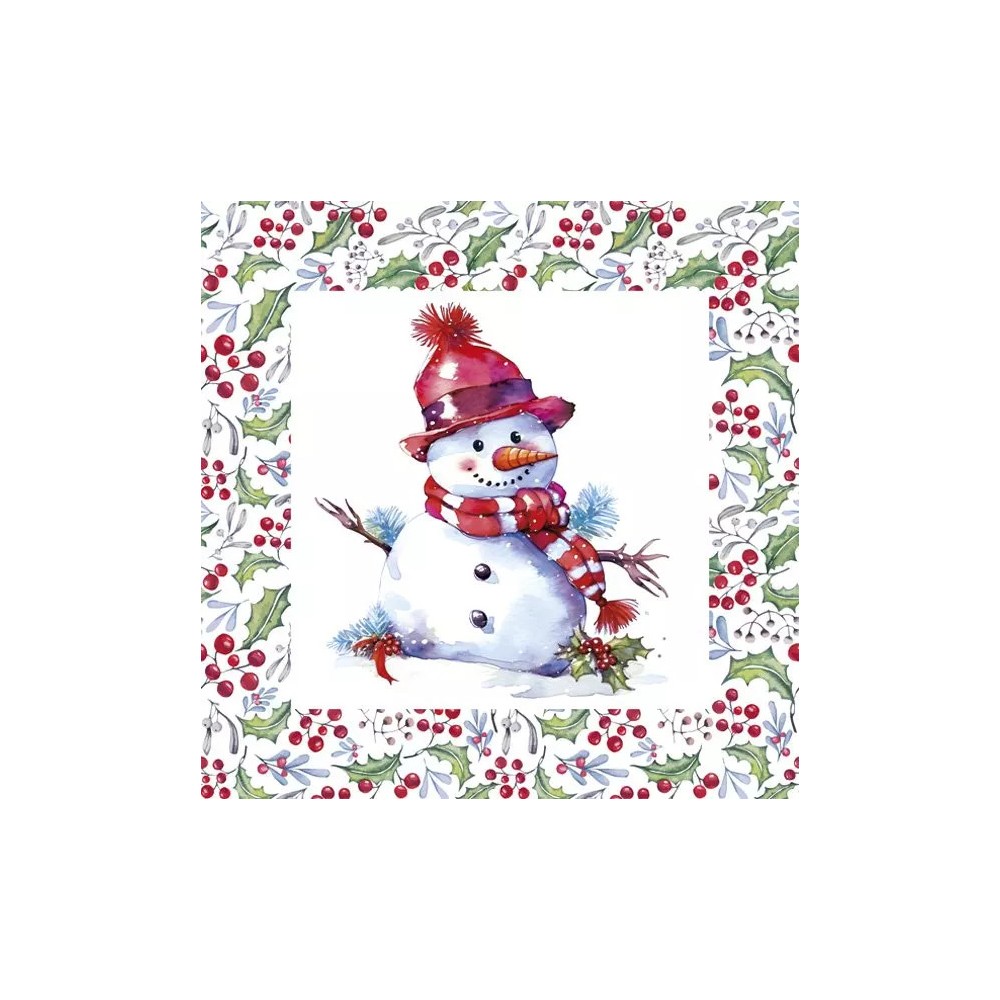 Christmas Happy Snowmen napkins, pack of 20, 33x33 cm