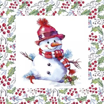Christmas Happy Snowmen napkins, pack of 20, 33x33 cm