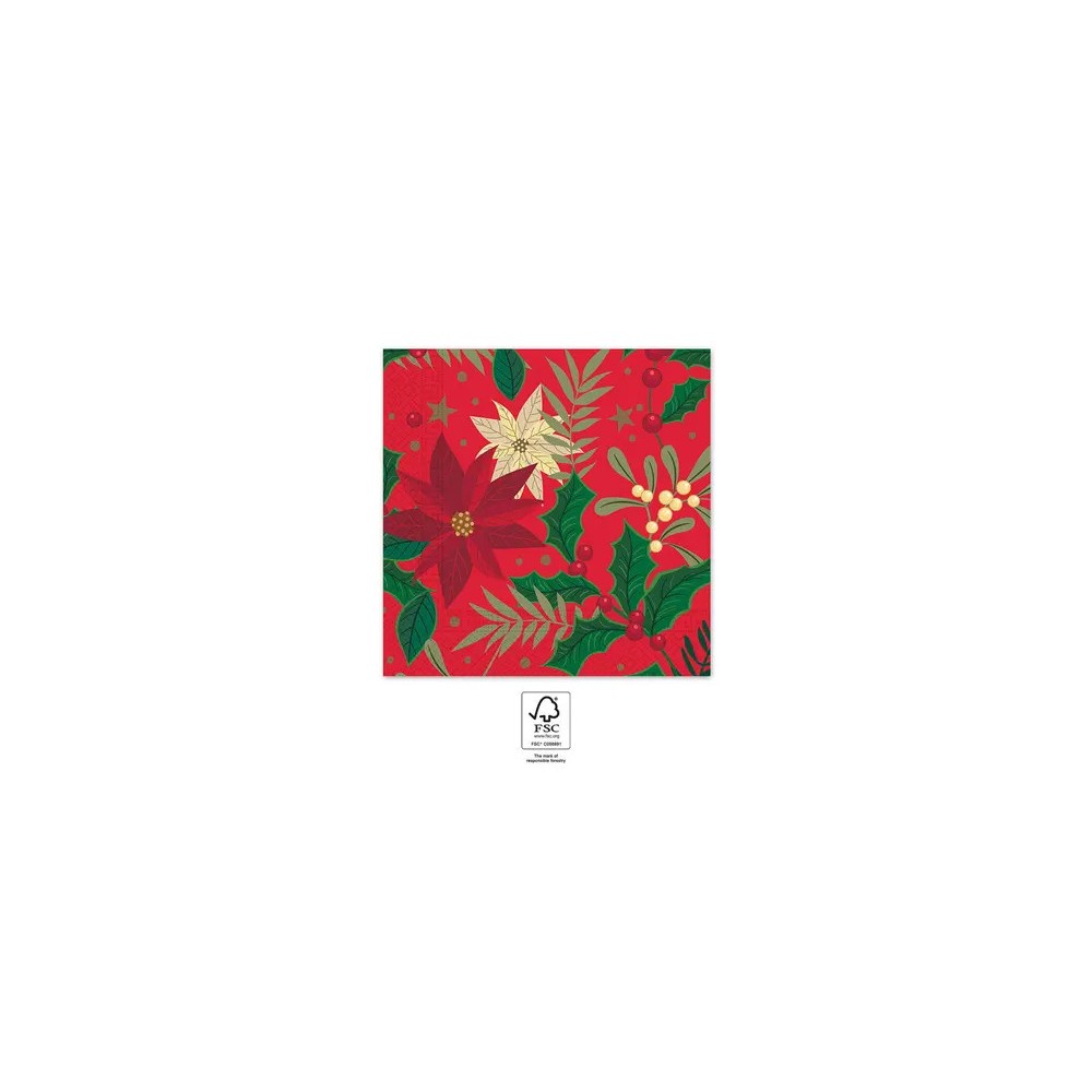 Christmas Holly Poinsettia i napkin 20 pcs 33x33 cm FSC