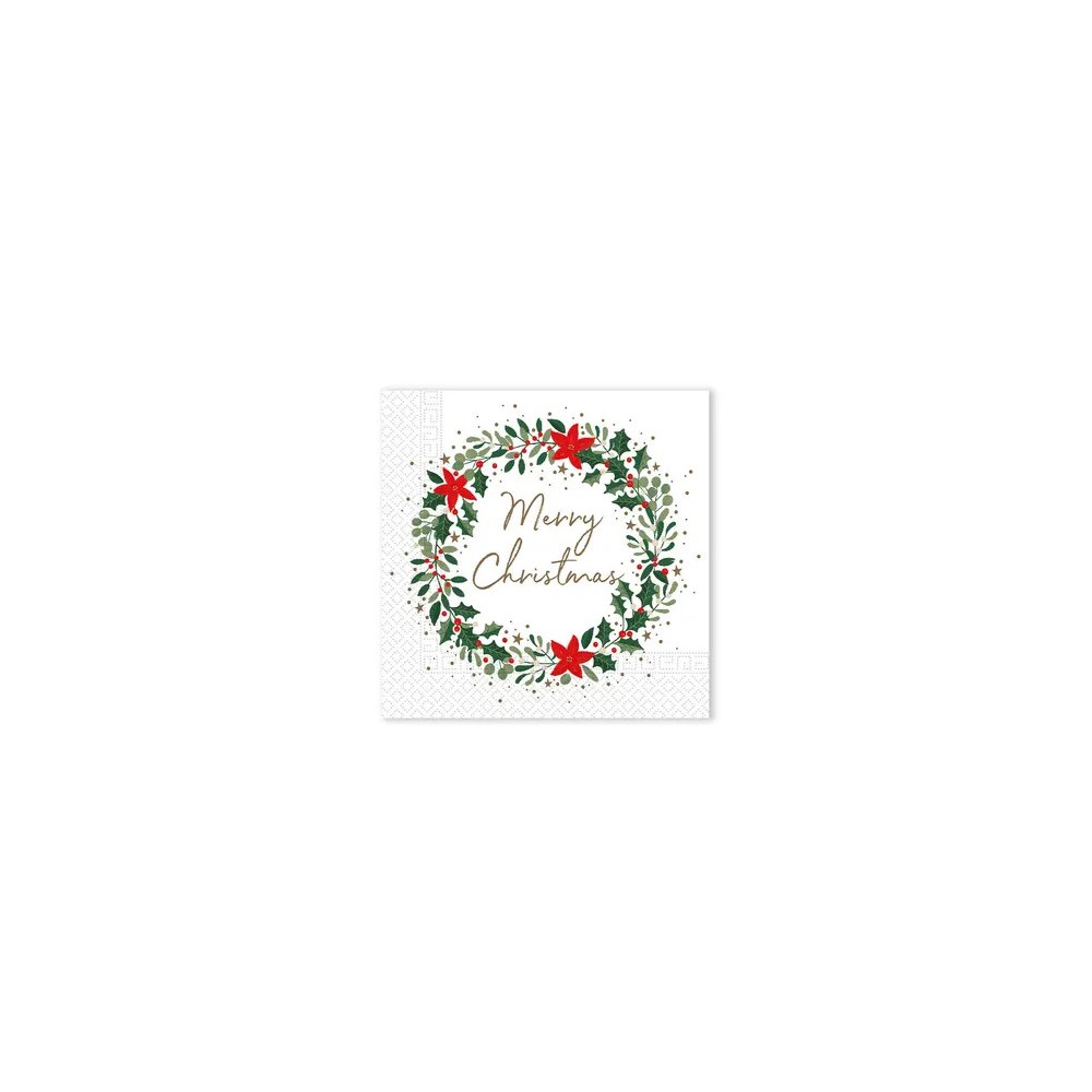 Christmas Holly Wreath i napkin 20 pcs 33x33 cm FSC