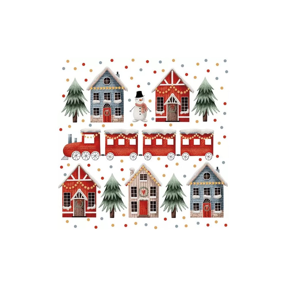 Christmas Houses & Train napkins, pack of 20, 33x33 cm