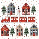 Christmas Houses & Train napkins, pack of 20, 33x33 cm