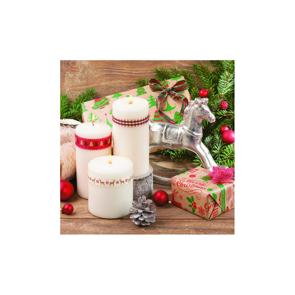 Christmas Kraft Presents napkins, pack of 20, 33x33 cm