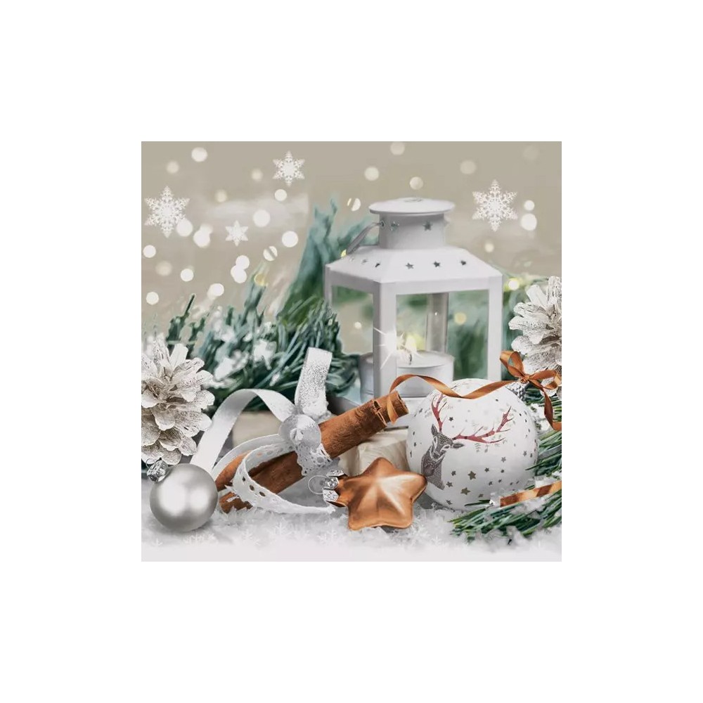 Christmas Lantern with Cinnamon napkins, pack of 20, 33x33 cm