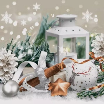 Christmas Lantern with Cinnamon napkins, pack of 20, 33x33 cm
