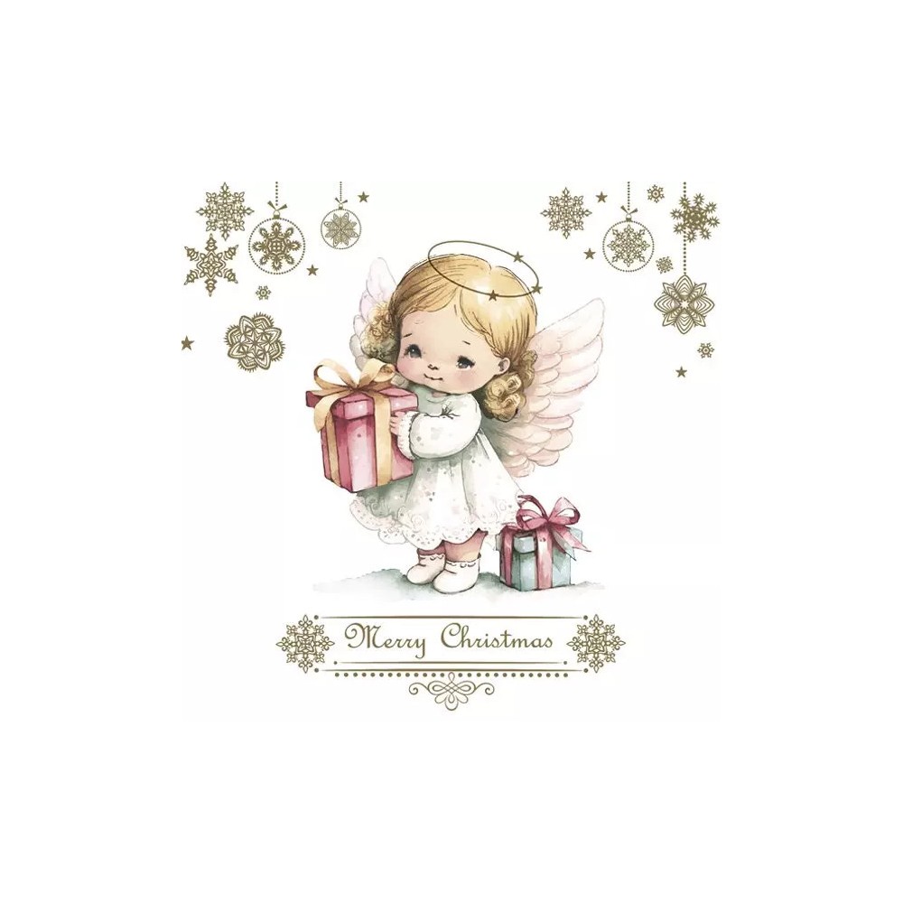 Christmas Lovely Angel with Presents napkins, pack of 20, 33x33 cm
