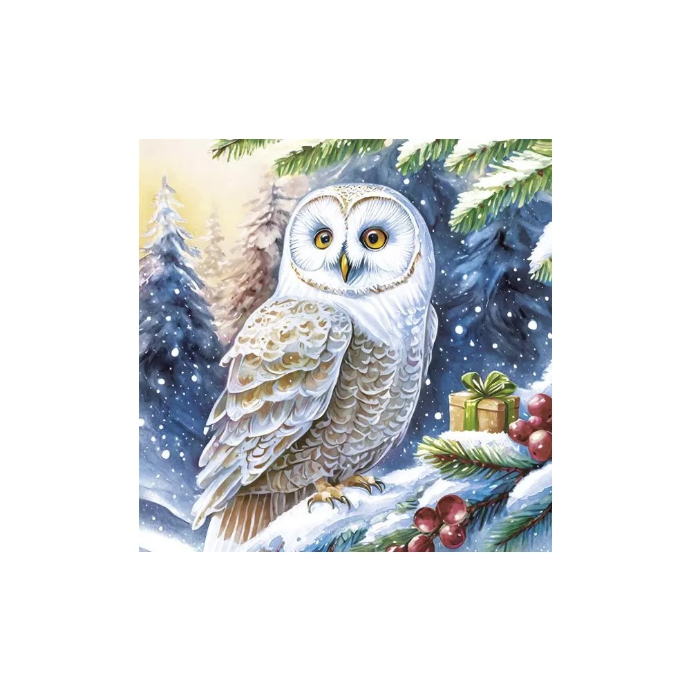Christmas Owl in Forest napkins, pack of 20, 33x33 cm