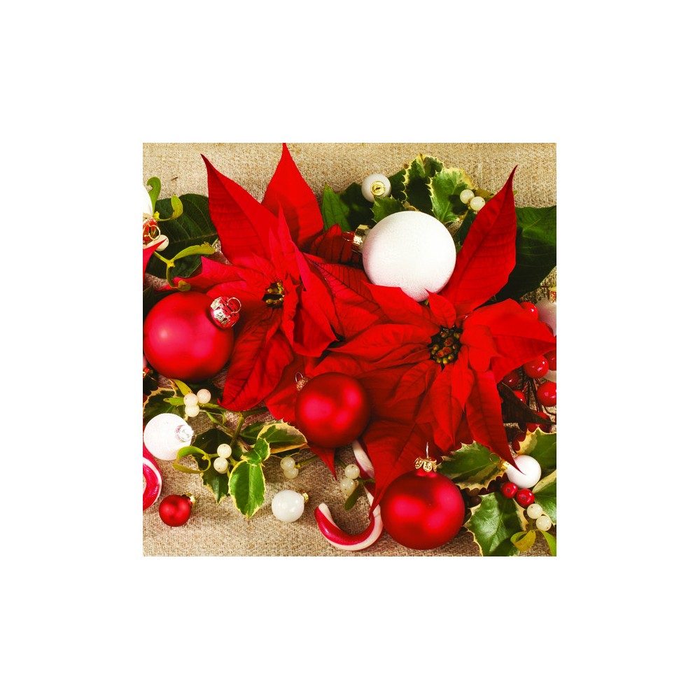 Christmas Poinsettias napkins, pack of 20, 33x33 cm
