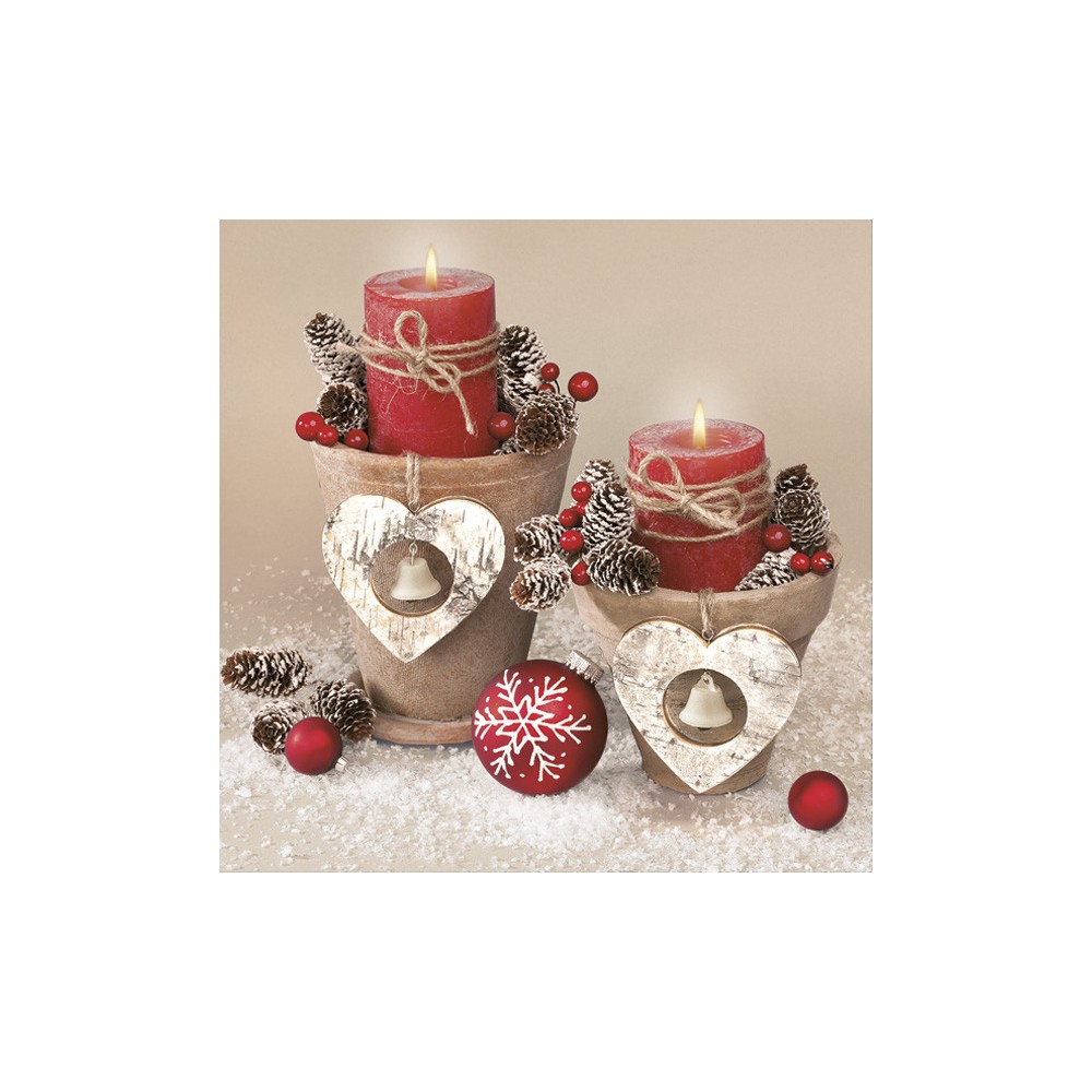 Christmas Pots on Beige napkins, pack of 20, 33x33 cm