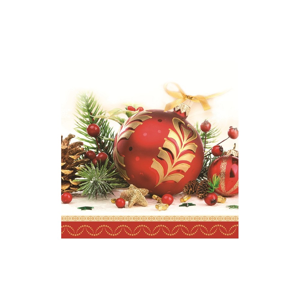 Christmas Red Bauble napkins, pack of 20, 33x33 cm