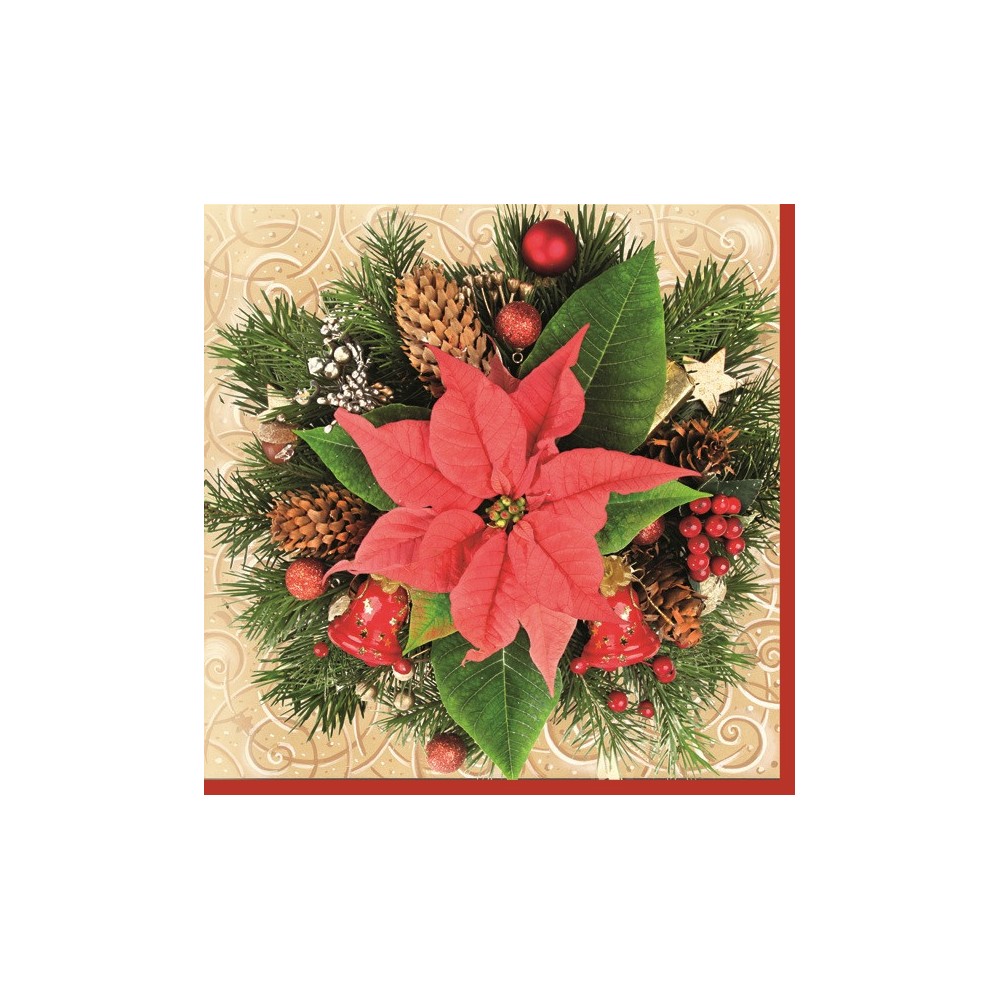 Christmas Red Poinsettia i napkins, pack of 20, 33x33 cm