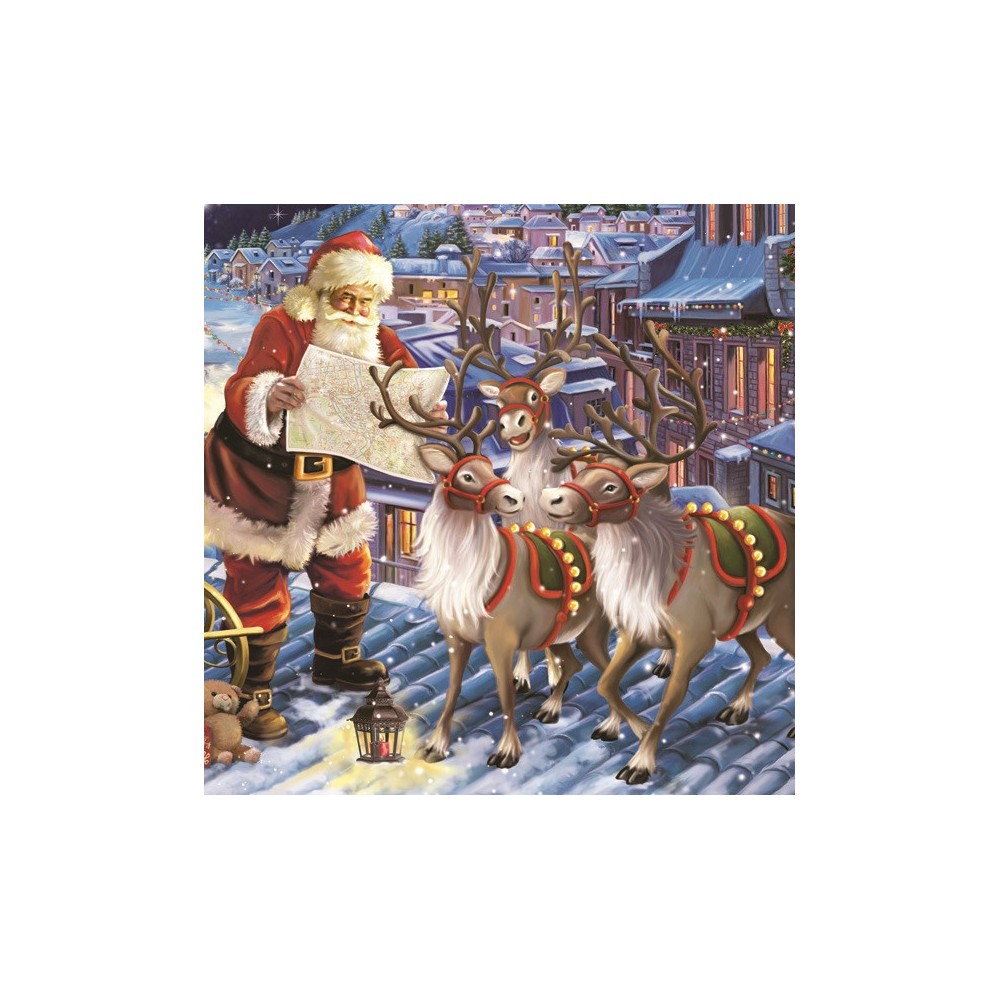 Christmas Reindeers on Roof napkins, pack of 20, 33x33 cm