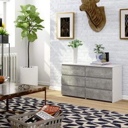 KOMODA CL100 6SZ PK BIAŁA / BETON